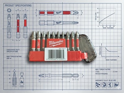 Milwaukee Bit Set 4932480941  Shockwave Impact Duty  10-teilig PH/PZ/TX