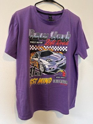 New York Left Road Racing Graphic T-Shirt Purple Mens Large Fast Mind Free Racer