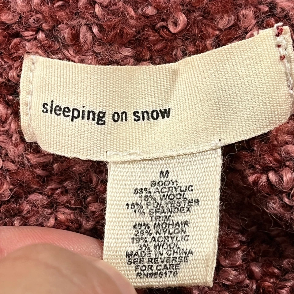 Cardigã feminino Anthropologie dormir na neve suéter médio marrom mistura de lã - Imagem 3 de 4