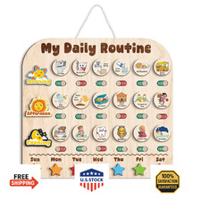 Wooden Daily Routine with Stars, Chore Chart for Kids, Visual Schedule for Kids,