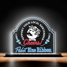 Pabst Blue Ribbon Beer Desk Lamp LED Sign, Vintage, Bar, Man Cave, USB