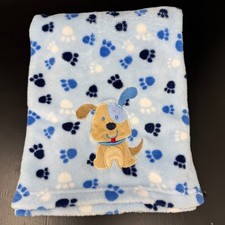 Baby Starters Blue Blanket Puppy Dog Patch Paw Prints Security Lovey 2017 30x40