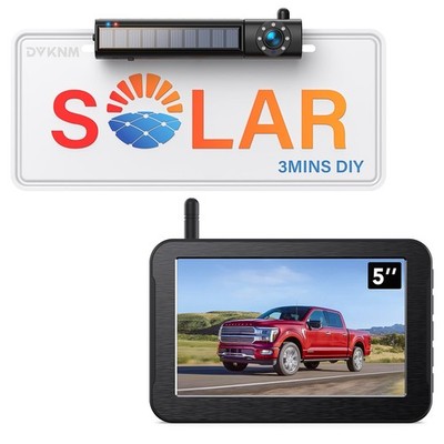 DVKNM Solar Wireless Backup Camera, 1080P 5'' IPS Monitor & Auto On Off Back U...