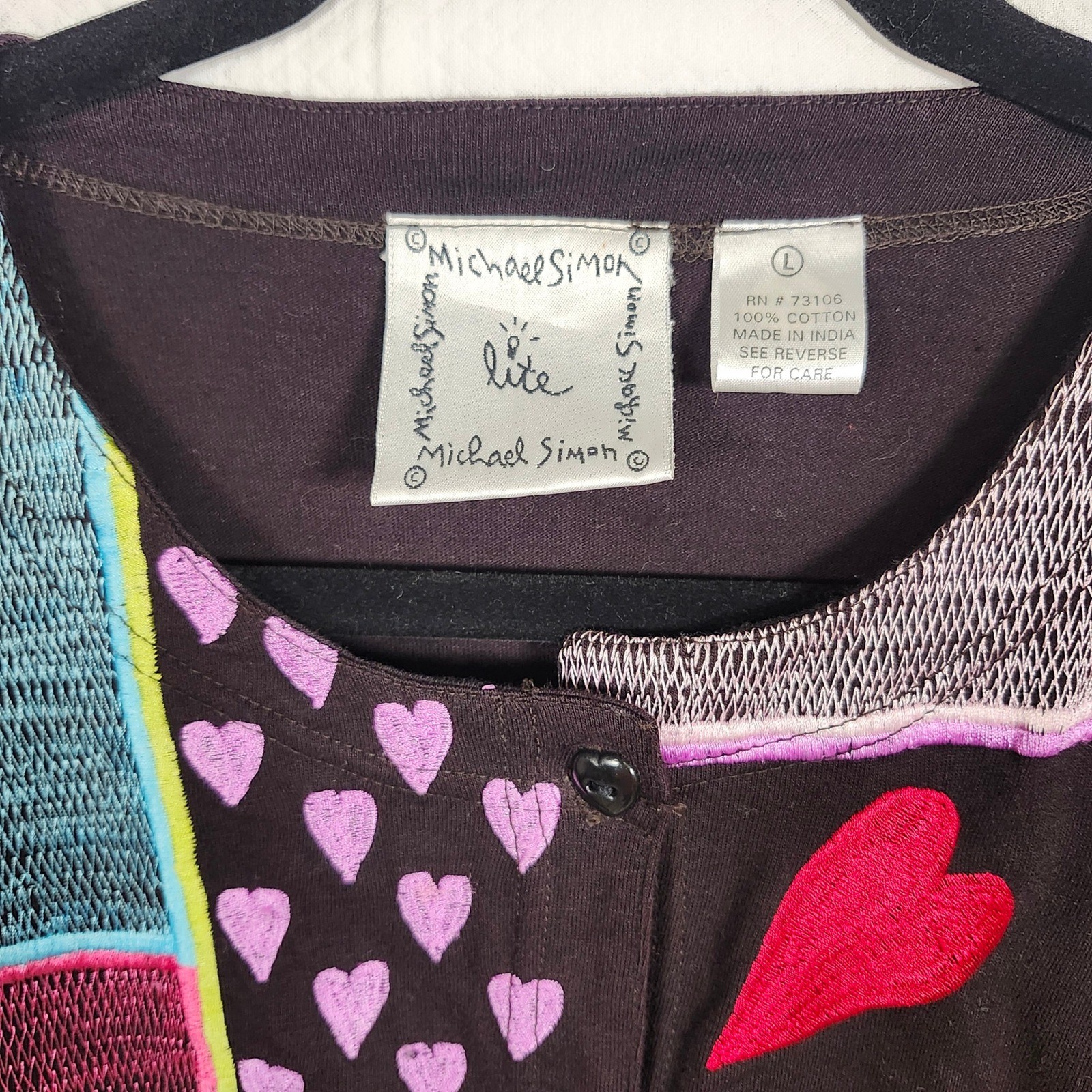 Michael Simon Lite Patchwork Heart Embroidered Bu… - image 4