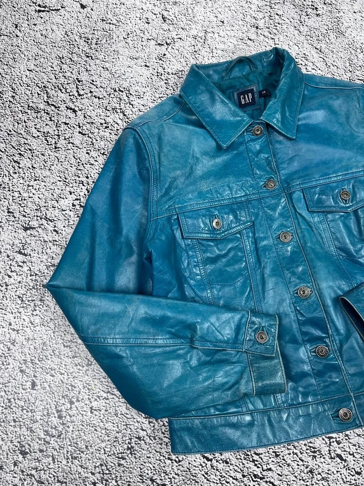 Chaqueta de motociclista camionero vintage de cuero envejecido talla L Foto 3 de 4