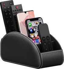 Remote Control Holder Large Faux Leather Organizer Caddy with 5 Compartment-cc