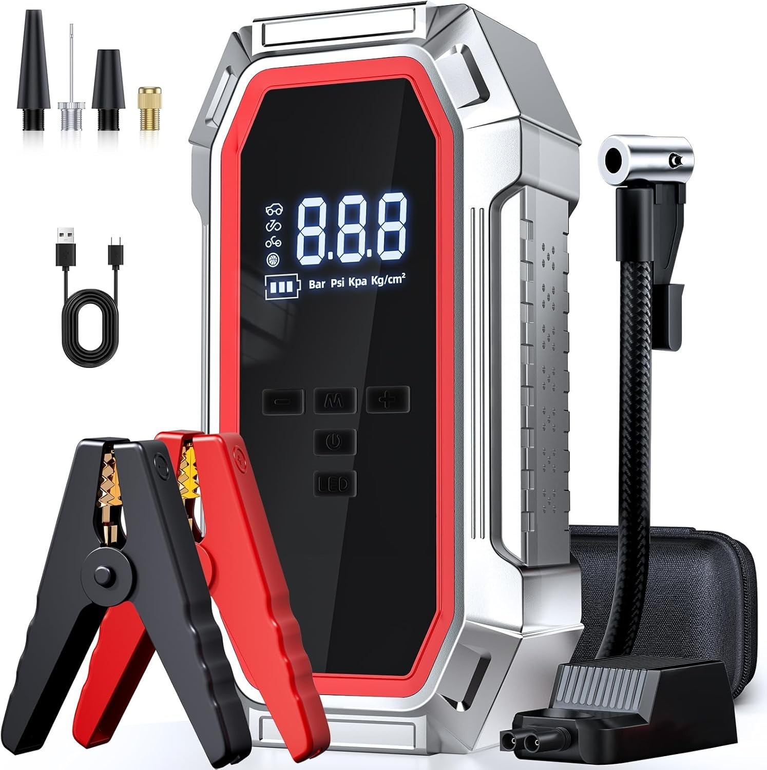Jump Starter with Air Compressor, 5000A Peak Car Battery Jump Starter