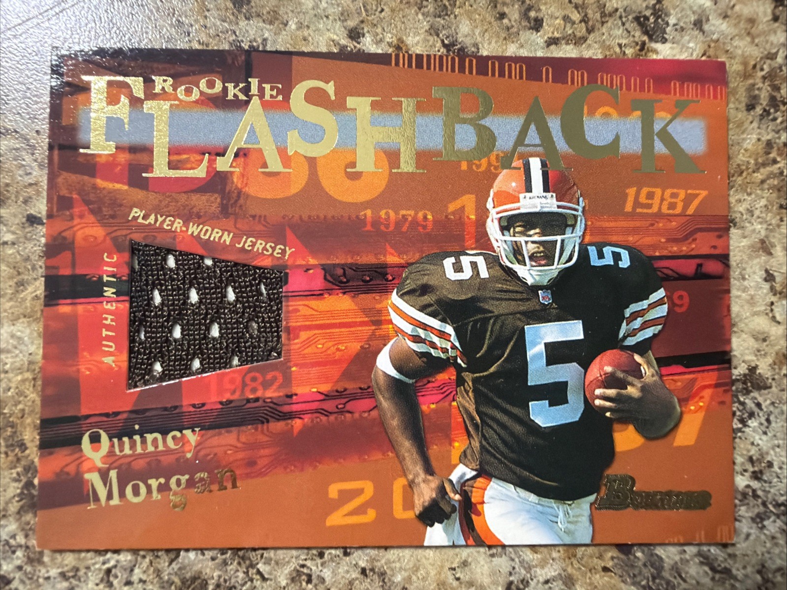 2002 Bowman Quincy Morgan Rookie Flashback Player Worn Jersey Card RFR-QM