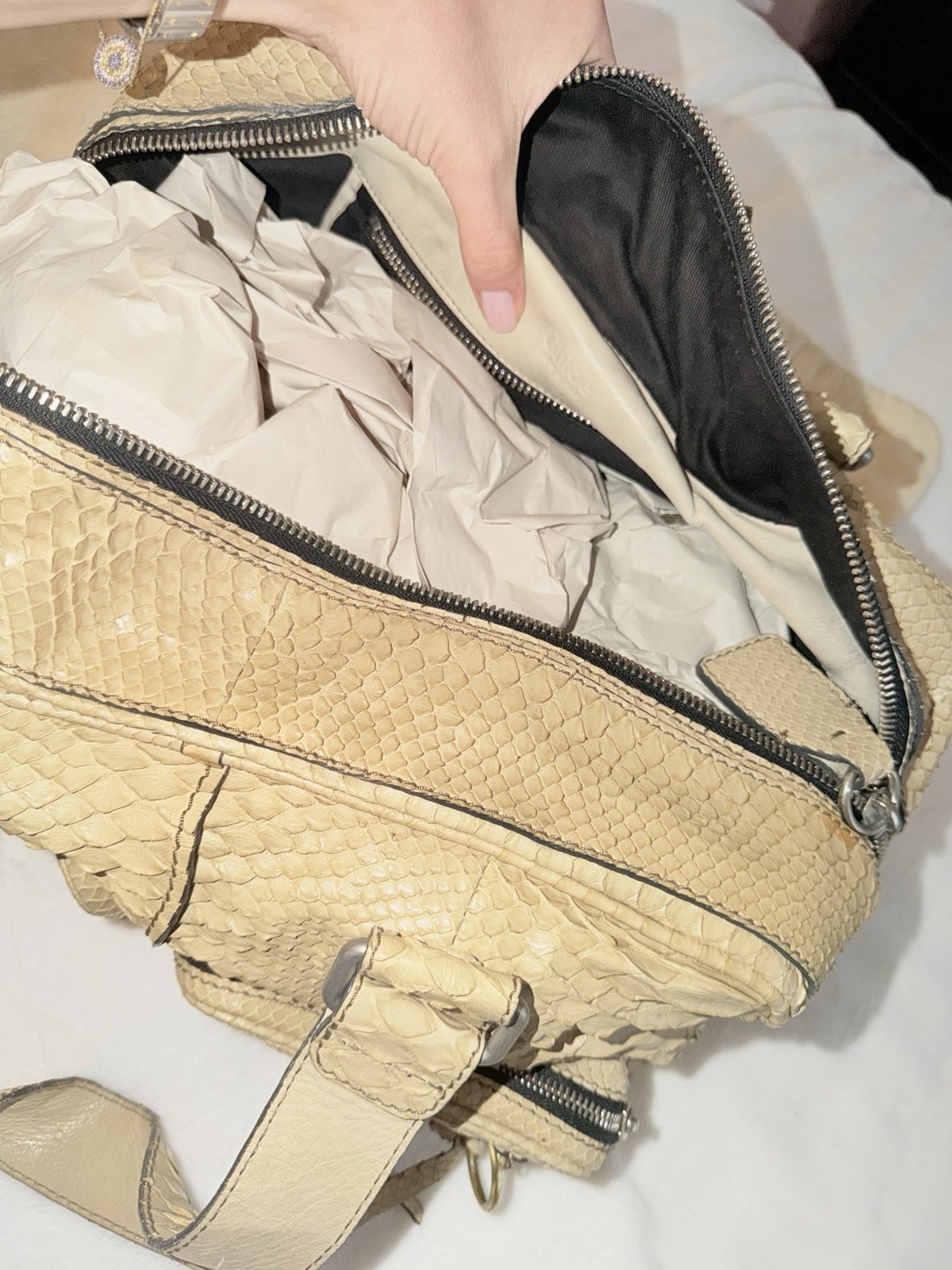 Chloé Python Leather Shoulder Bag.   Made In Italy - image 6