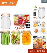 Quality 32 oz Airtight Glass Storage Jars with Hinged Lids - 4 Count