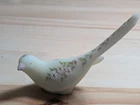 Vintage Fenton Glass Bird Of Happiness Roses On Custard Satin Uranium Figurine
