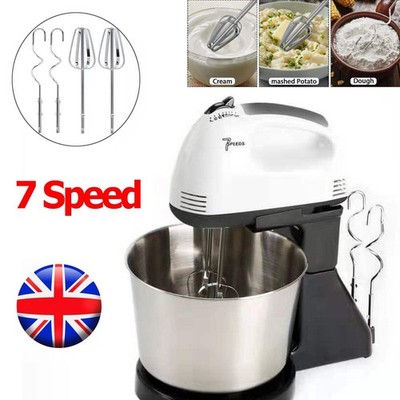 7 Geschwindigkeiten Elektrischer Standmixer Edelstahl Kuchen Rührschüssel Mixer Ei Schläger
