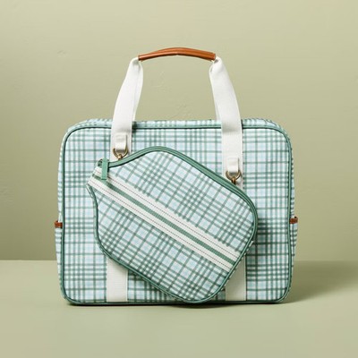 Plaid Pickleball Bag & Paddle Cover Set Green/Blue - Hearth & Hand