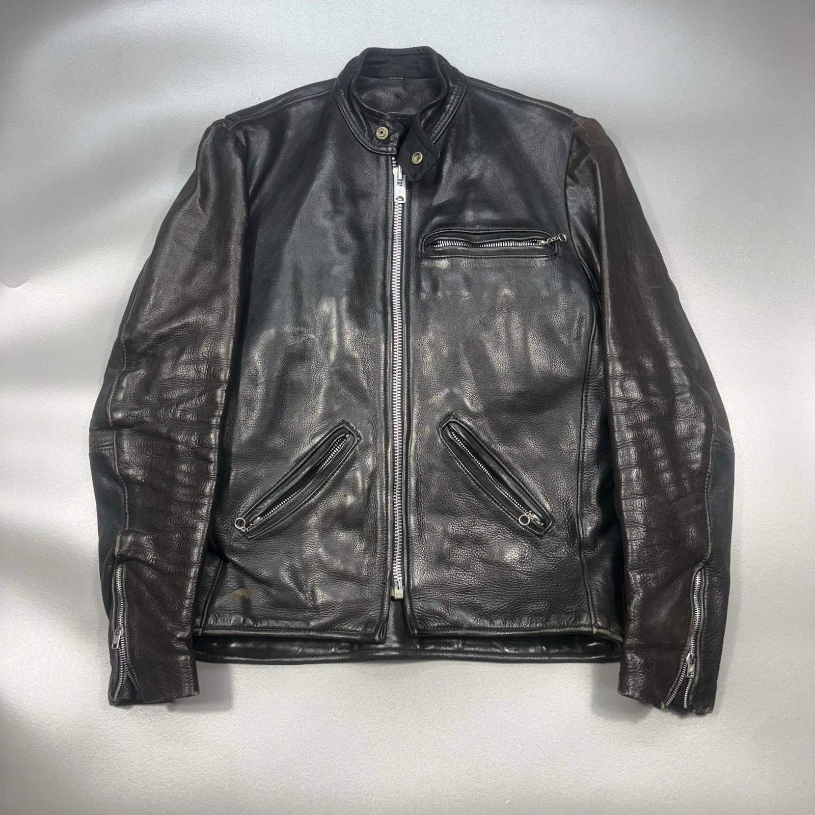 Vanson Associates Brown Boston Cafe Racer Leather Jacket Lined Size 38 USA Made image 1