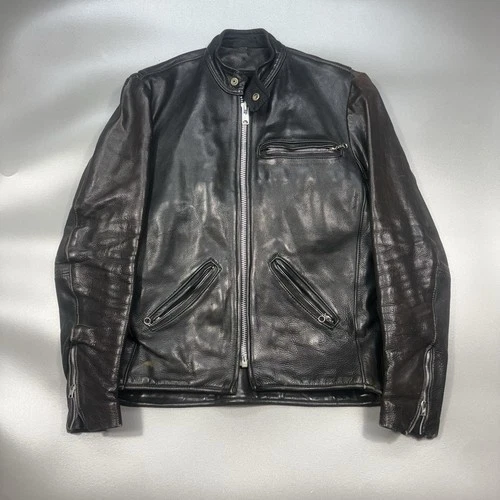 Vanson Associates Brown Boston Cafe Racer Leather Jacket Lined Size 38 USA Made video thumbnail