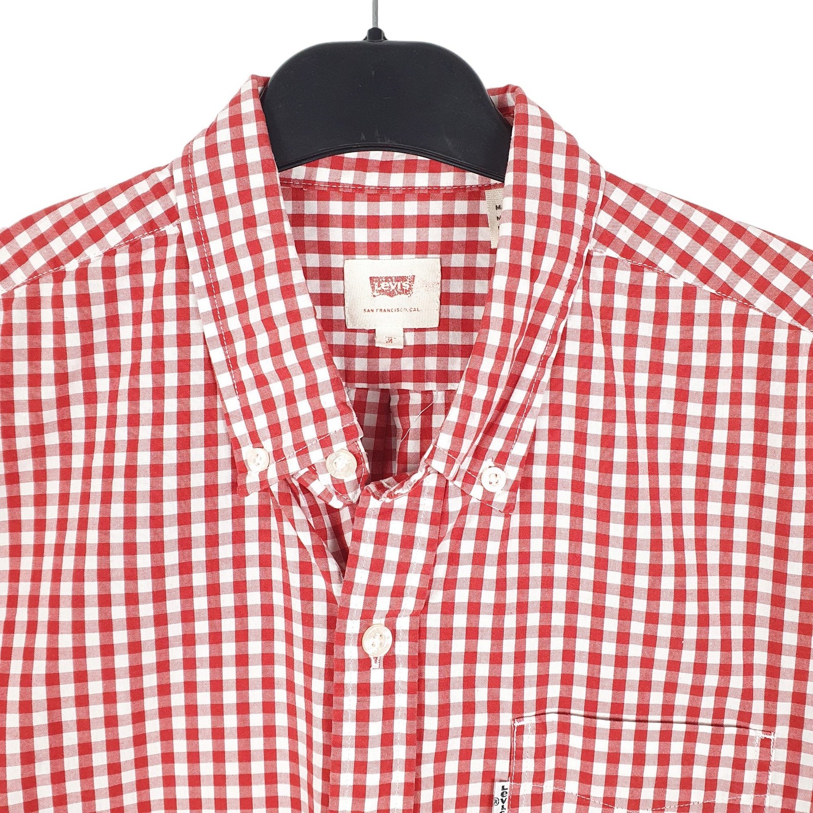 LEVIS Red Gingham Shirt Casual Long Sleeve Casual Cotton Mens S image 2