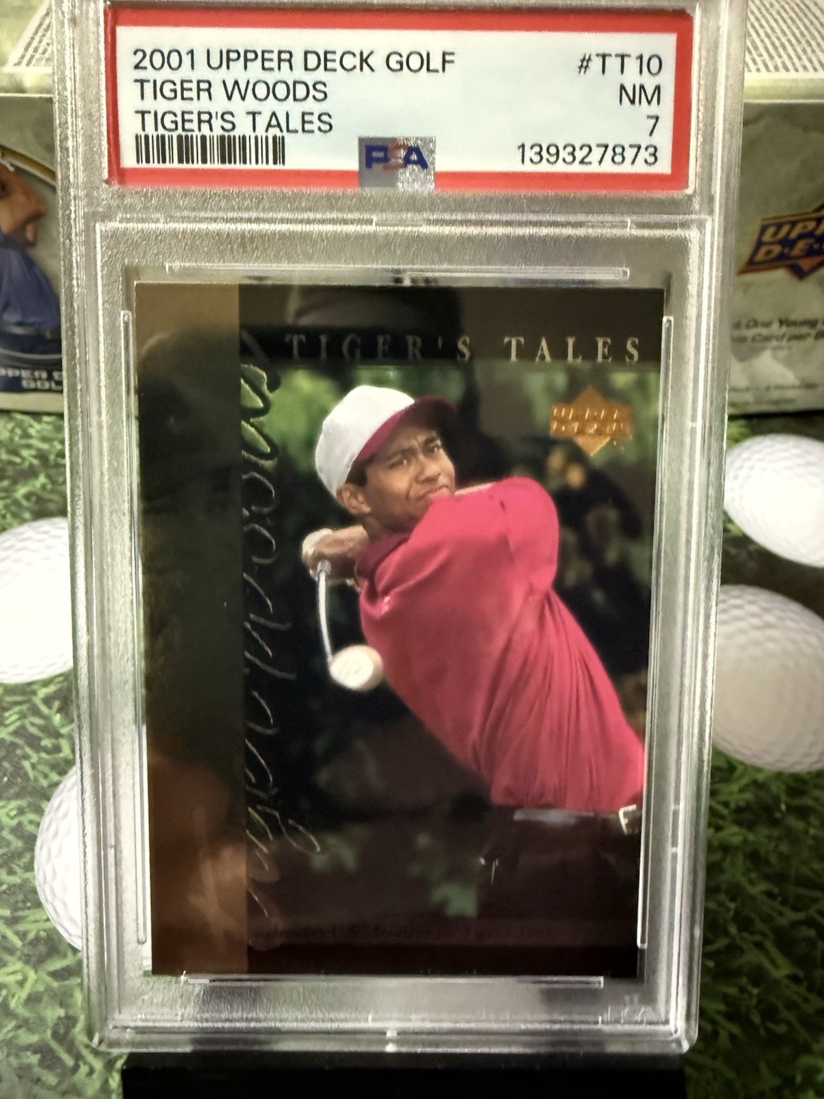 👀❗️2001 Upper Deck - Tiger's Tales Tiger Woods #TT10 (RC) PGA PSA7 Nice Card ⛳️ view 1