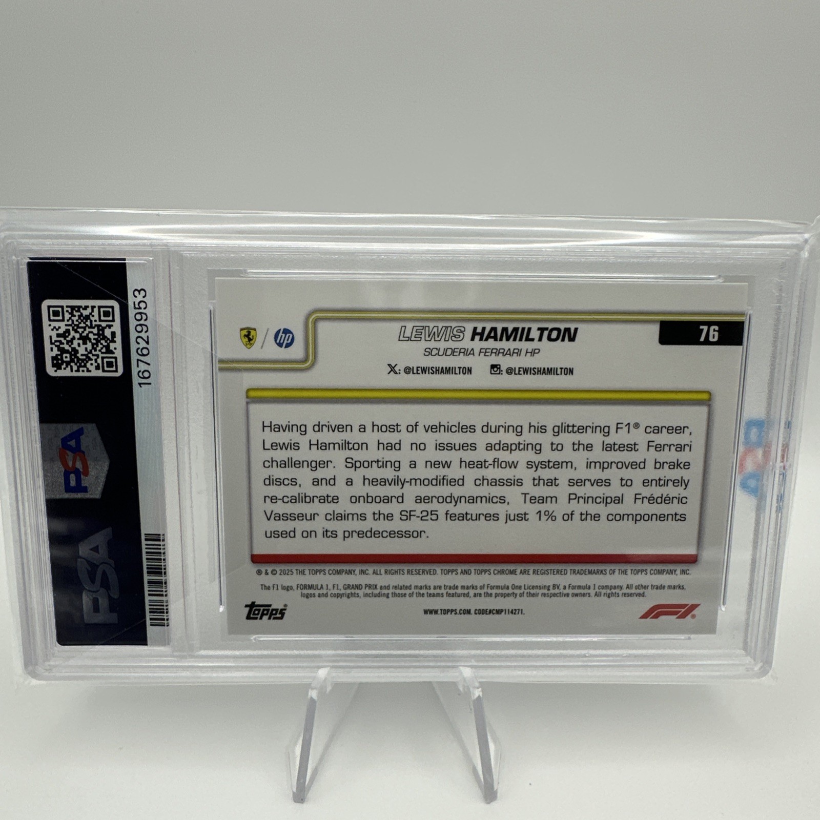 2025 Topps Chrome F1 Lewis Hamilton Blue Refractor /150 #76 PSA 9 Mint view 6