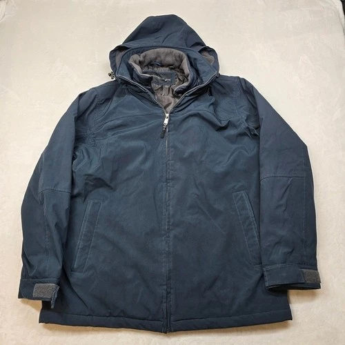 Weatherproof Bib Hooded Jacket Mens Large Blue Full Zip Coat Lined image 2