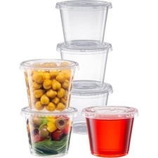 5.5 oz Jello Shot Cups with Lids 100 Count Clear Disposable Plastic Portion