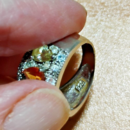 925 Sterling Silver Ring Multiple Multicolored Ge… - image 13