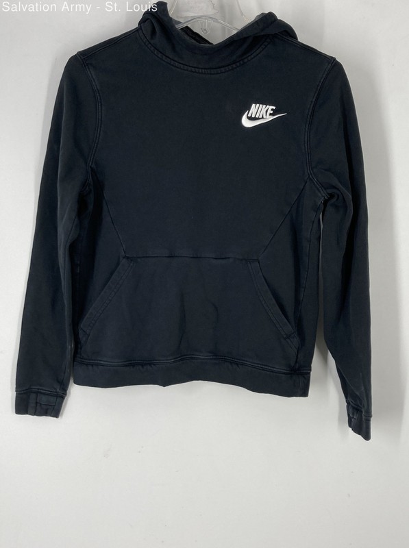 Nike Girls Black Long Sleeve Kangaroo Pocket Pullover Hoodie Size Medium