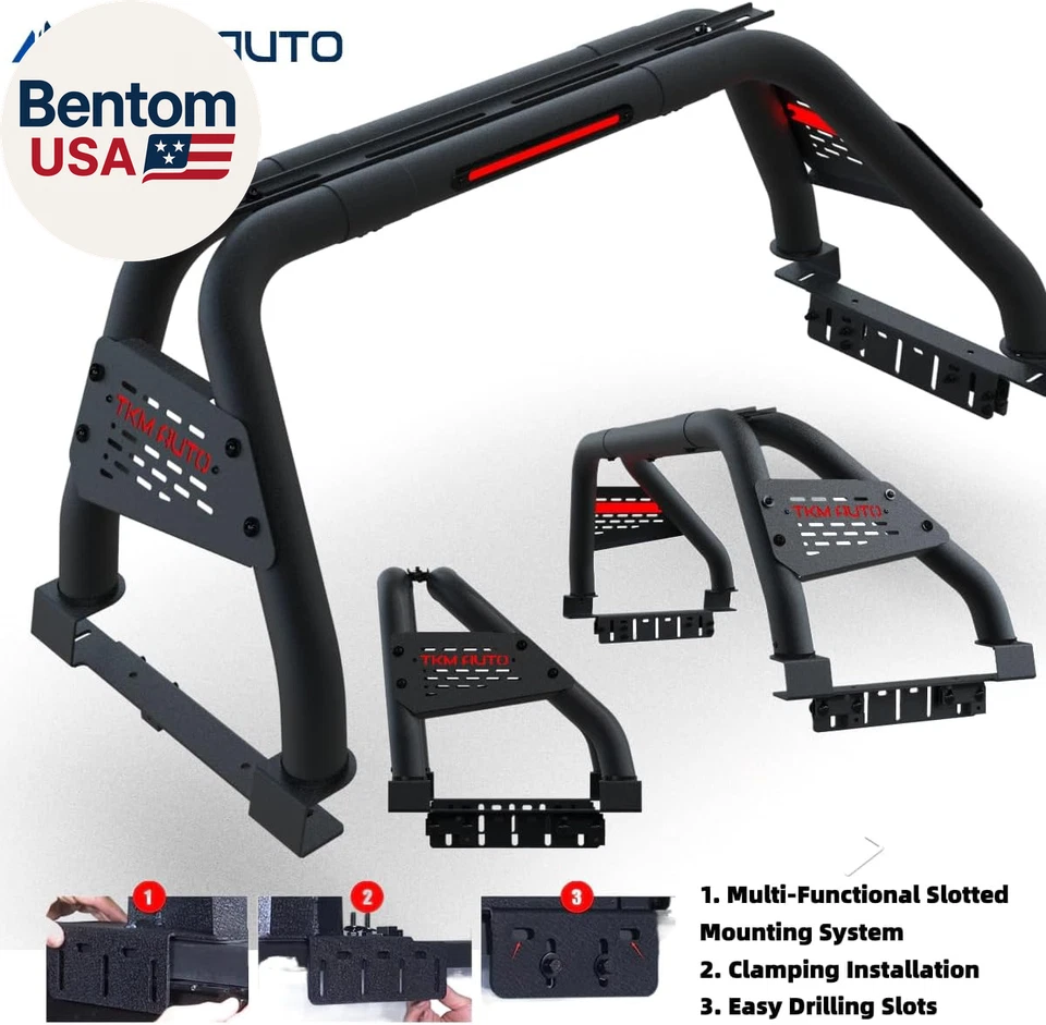 Barra antivuelco SRB-M016 negra deportiva compatible con Tacoma/Ranger/Colorado/Canyon/ Foto 4 de 4