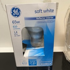 New GE Flood Bulb 65W 65 W 610 Lumen BR30 Indoor FloodLight Soft White One Pack