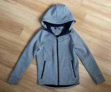 Girls boys unisex grey soft lined thin zip up jacket hooded age 9 years