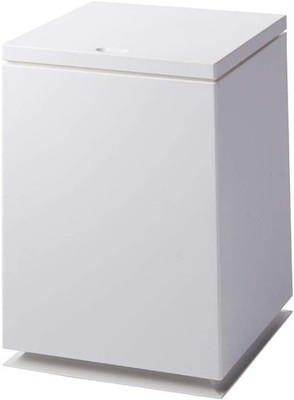 Modern Waste Basket - 7L Square Shape Pop Open Trash Bin - White Bathroom/Office