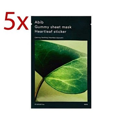 5x ABIB Gummi Blatt Maske [#Heartleaf Sticker] *UK VERKÄUFER*