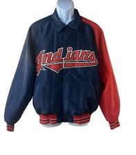VINTAGE 90s MLB Cleveland Indians Jacket Large Starter Diamond Collection