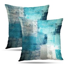 Set of 2 and Grey Art Artwork Contemporary 18" x 18" Pack of 2 Turquoise