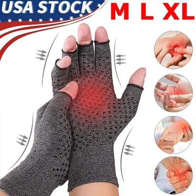 Compression Gloves Open Finger Arthritis Carpal Tunnel Hand Support Relief NEW