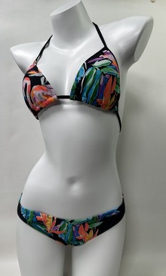Eidon Bikini Set Floral Colorful Tropical Top Size Medium Bottom Size Large