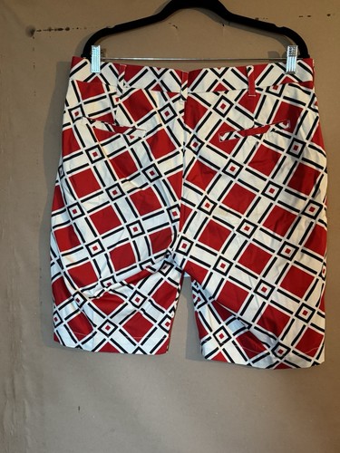 Loud Mouth Golf Shorts Mens 36 Bold Red Argyle Geometric Loudmouth - Picture 2 of 5