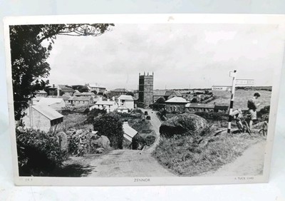 Zennor Cornwall Radfahrer überprüft Karte an Kreuzung Vintage Biesen Postkarte 