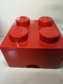 Lego Storage Brick Cube Red and Green Stackable 4 Stud And 2 Two Stud Container