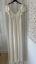 Rixo Bridal Esme Lace Sleeve Dress Crepe Satin Gown Wedding UK 10 Small RRP £895