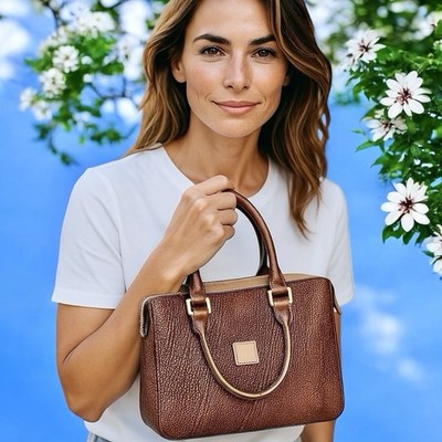 Silvano Biagini Italy Vintage Handbag Brown Suede Satchel Rolled Handles 