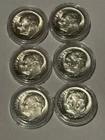 LOT OF (6) 1950-D, 51-D, 53-P, 53-S, 55-D, 55-P Roosevelt Dime Silver BU/UNC