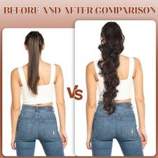 22inch Long Curly Pony Tail Wavy Long Curly Hair Extension with Claw Clip On