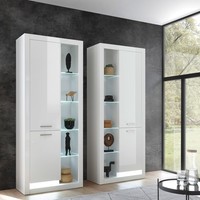 Vitrinenschrank Set Standvitrine Vitrine Hochglanz Weiß Highboard Led Schrank