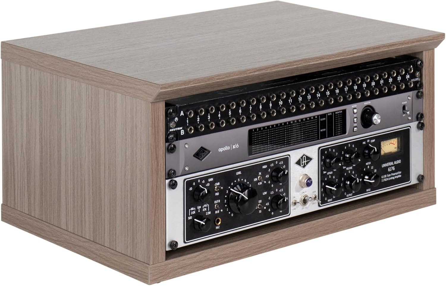 Elite Furniture Series 4U Wood Desktop Studio Rack in Driftwood Grey Finish (GFW