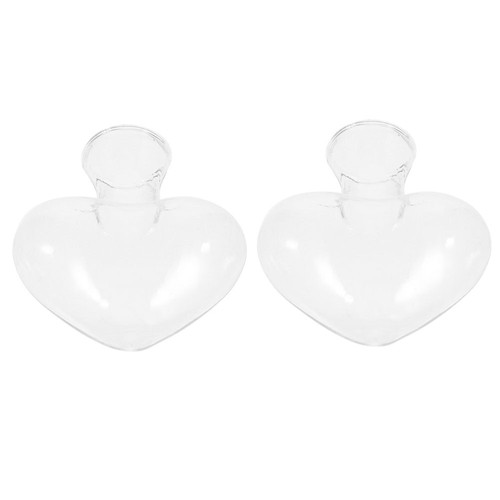 2 Pcs Love Glass Bottle Heart Jar Clear Hydroponic Vase Creative - Picture 6 of 12