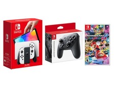 Nintendo Switch OLED 64GB White Joy-Con w/ Pro Controller, Mario Kart 8 Deluxe