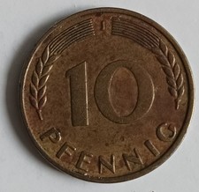 10 Pfennig BRD 1949 F Bank deutscher Länder Deutschland Messing - sehr selten!