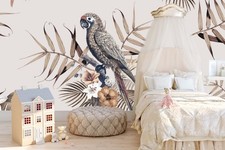 Image of 3D Retro Bird Plants Self-adhesive Removeable Wallpaper Wall Mural