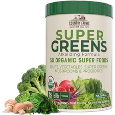 Organic Super Greens Natural Flavor, 50 Organic Super Foods, Packed with Fibe...