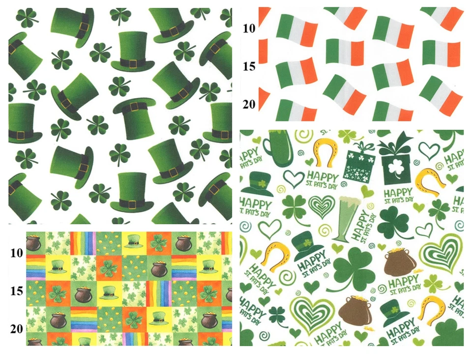 ROSE & HUBBLE St Patricks Day Irish Shamrock 112 cm breit Digitaldruck Premium Baumwollstoff